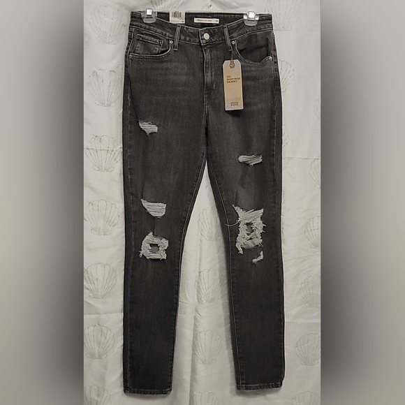 LEVIS 721 High Rise Skinny Distressed Knee Jeans Blue Women’s 28x30 Red Tag SZ 6 - Picture 3 of 6